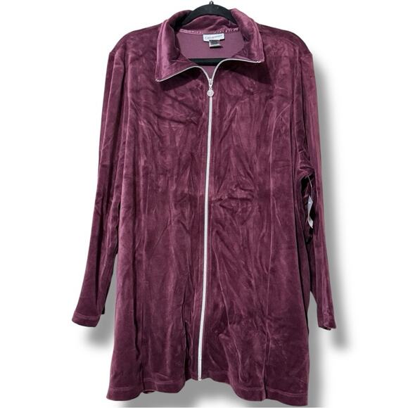 Catherines women’s size 1X 18/20W full zip eggplant jacket pockets long sleeve - Picture 1 of 10